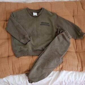 Zara Khaki Green Sweat Set "Always Amazing"